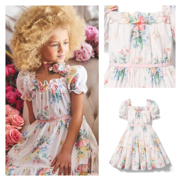 Floral Puff Sleeve Ruffle Dress 